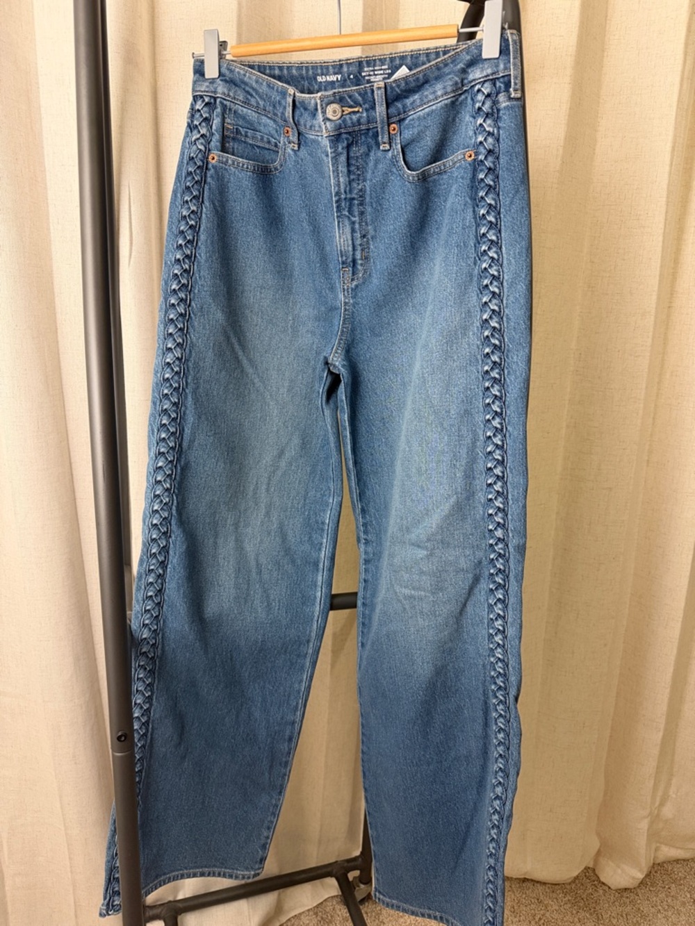 Old Navy Medium Blue Braided Side-Seam Straight Leg Jeans
